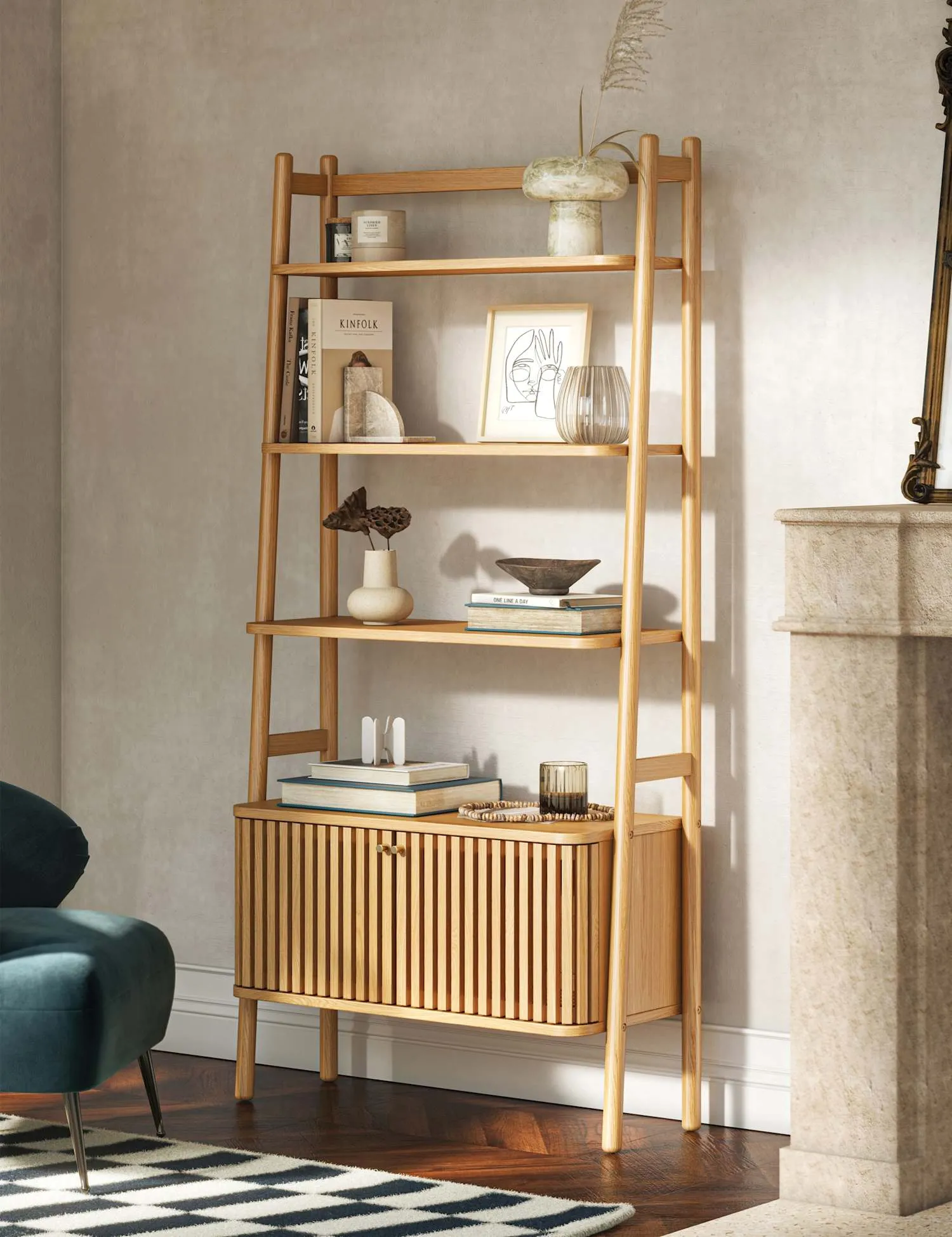 Corndell Soho Large Oak Veneer Bookcase Natural