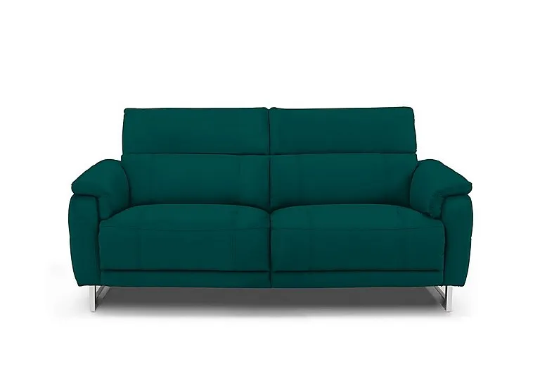 Moet 3 Seater Fabric Power Recliner Sofa with Telescopic Headrests - Opulence Teal