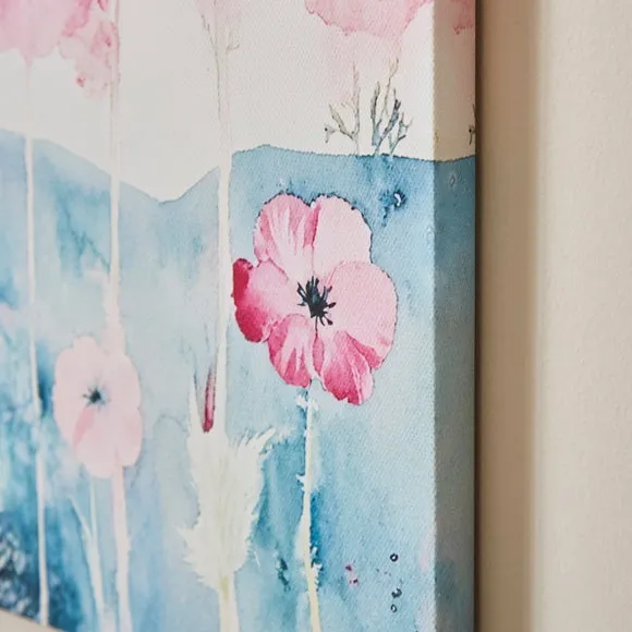 Purple Hollyhock Floral Canvas 2
