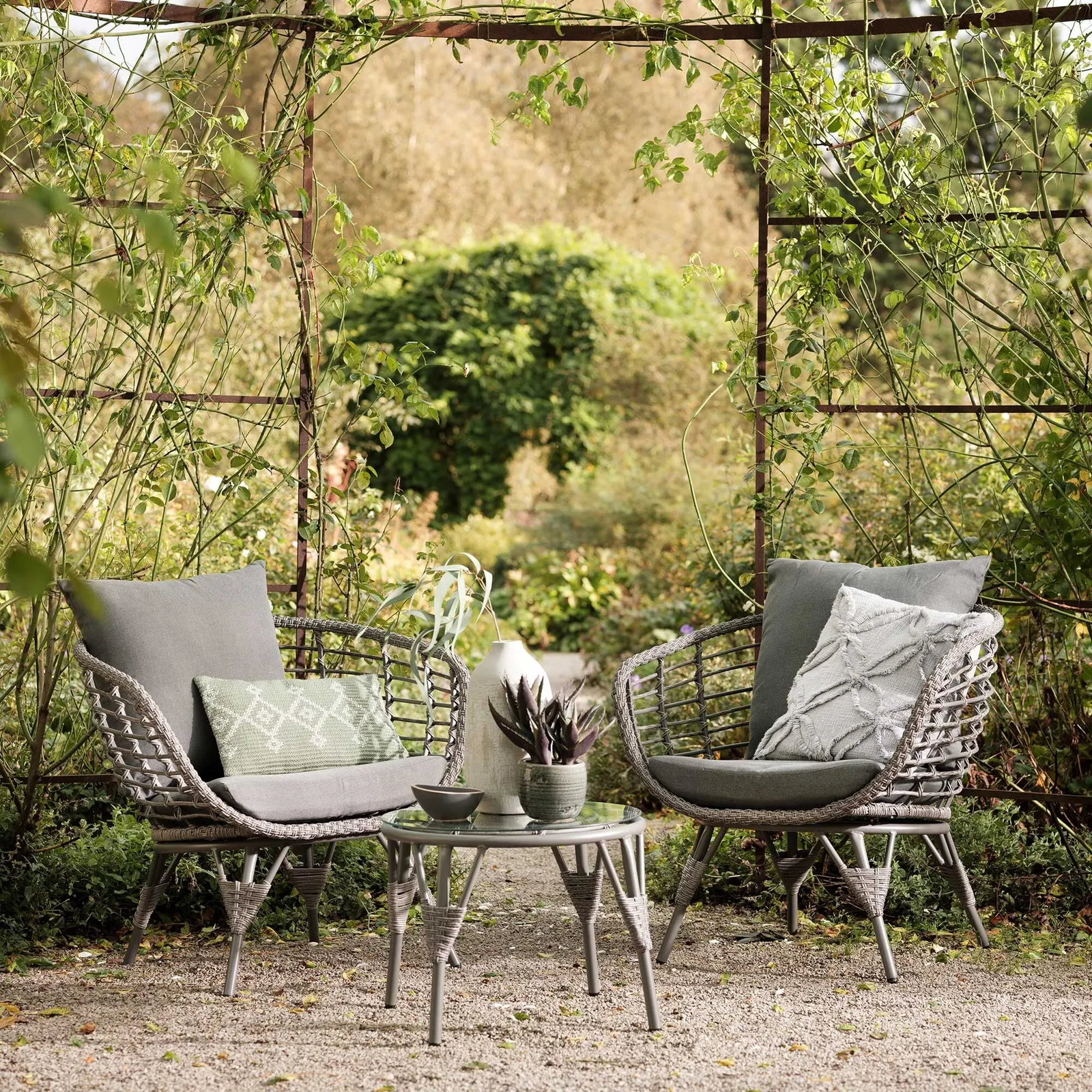 Toulon Bistro Set, Rattan, Grey | Barker & Stonehouse
