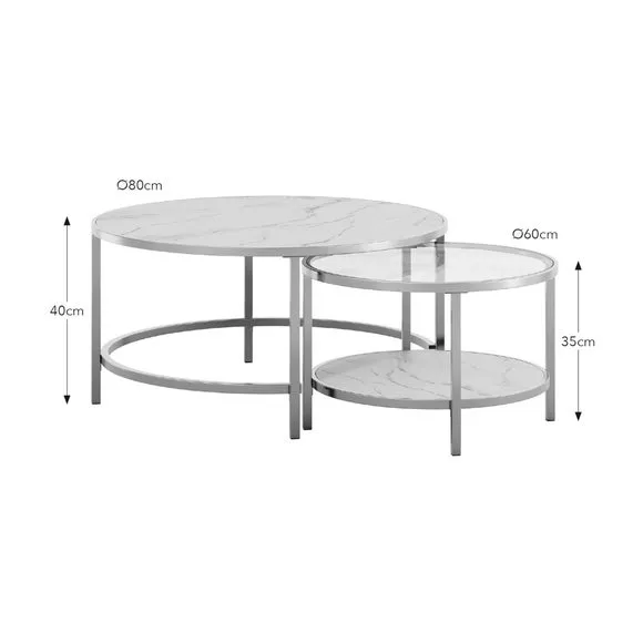 Sofia Faux Marble Nest of Coffee Tables 6