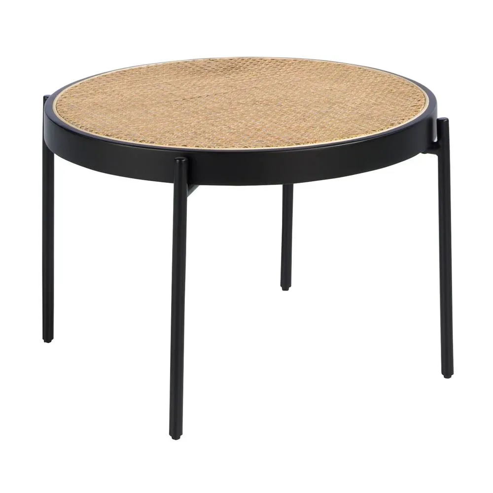 Angel Cerda Round Rattan Coffee Table Black MDF Base & Black
