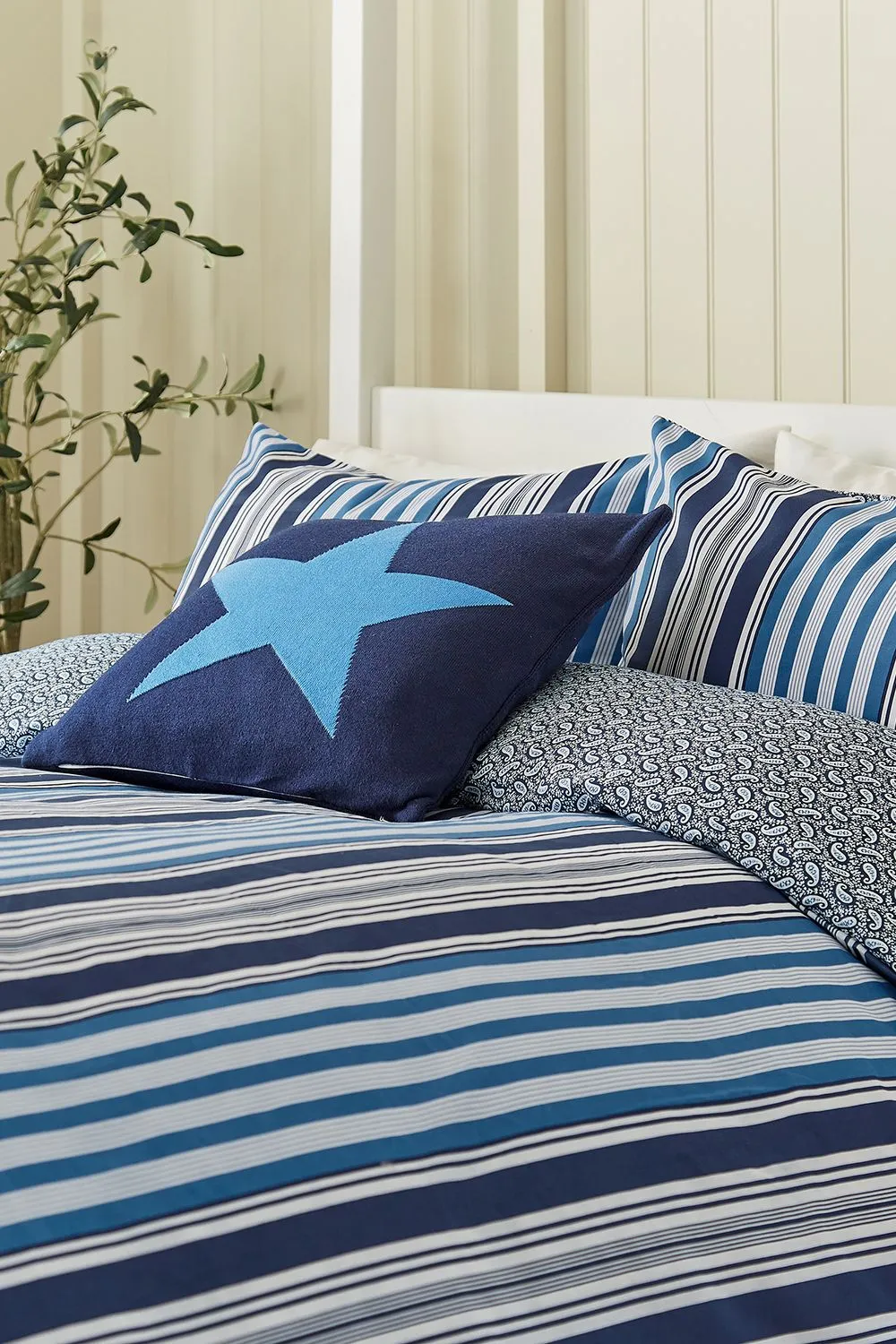 Helena Springfield 'Beach House Stripe' Cotton Duvet Cover Set in Blue 2
