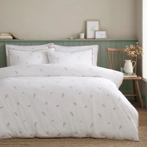 Anna Sprig Embroidery 100% Cotton Duvet Cover & Pillowcase Set 1