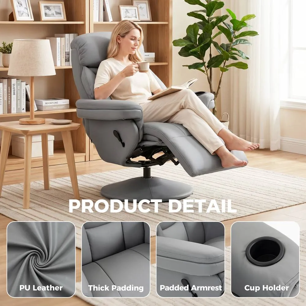 HOMCOM Upholstered Reclining Armchair with Adjustable Backrest, Grey 5