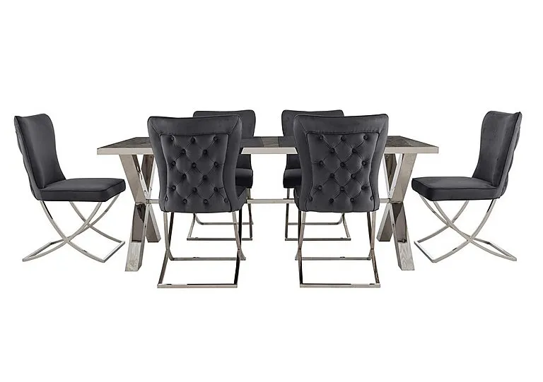 Vanquish Large Dining Table and 6 Chairs - Grey