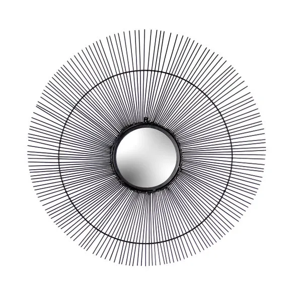 Paoletti Round Black Wire Wall Mirror 3