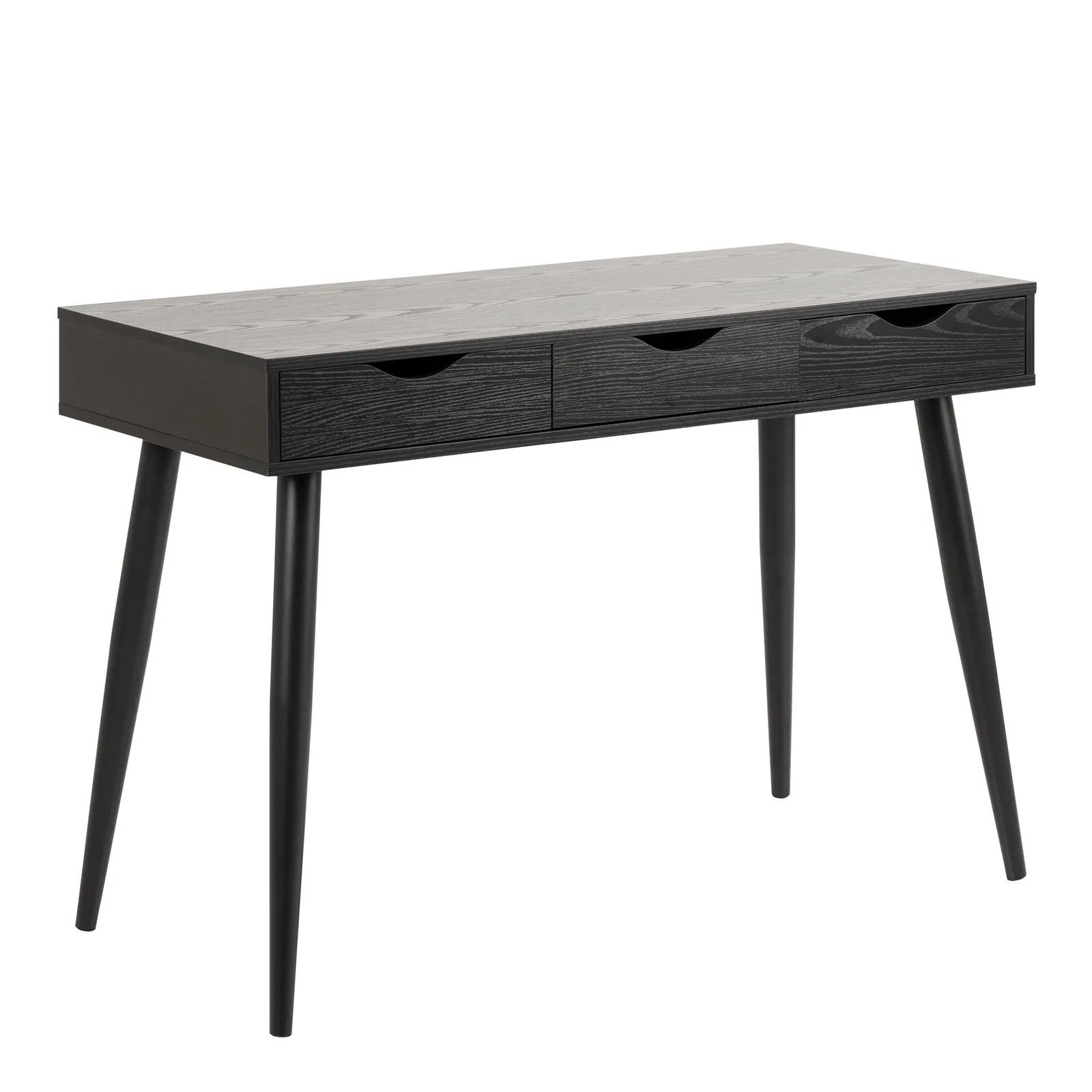 Furniture To Go Neptun 3 Drawer Office Desk in Black in Light Oak