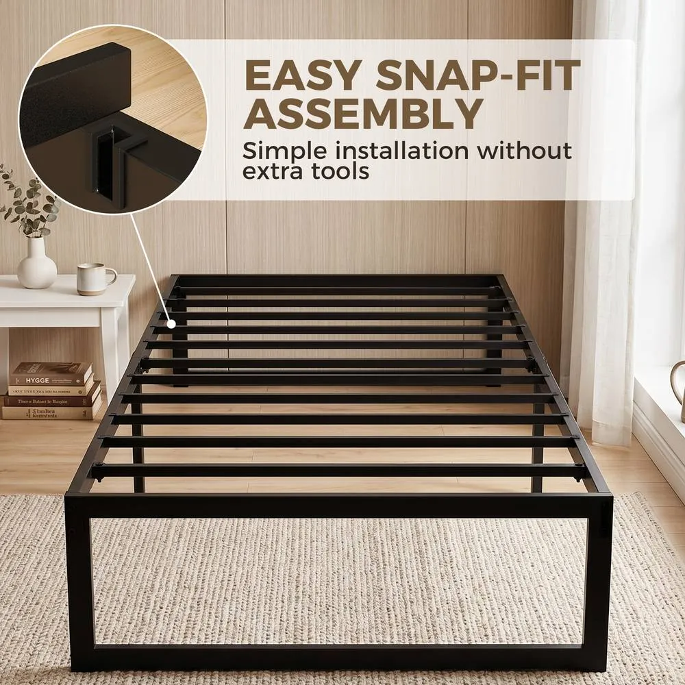 HOMCOM 3ft Single Bed Frame with Underbed Storage, Noise-Free, Black 5