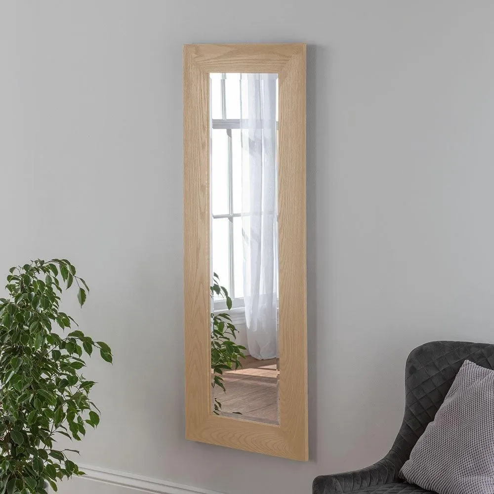 Yearn Mirrors Oak Effect Framed wall mirror 131.5x47.5cm in Natural