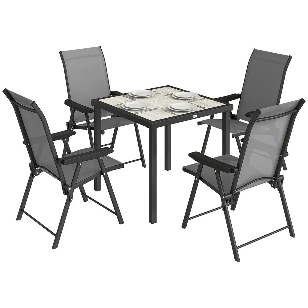 OUTSUNNY 5 Pieces Outdoor Dining Set, Garden Dining Set for 4 in Grey 2