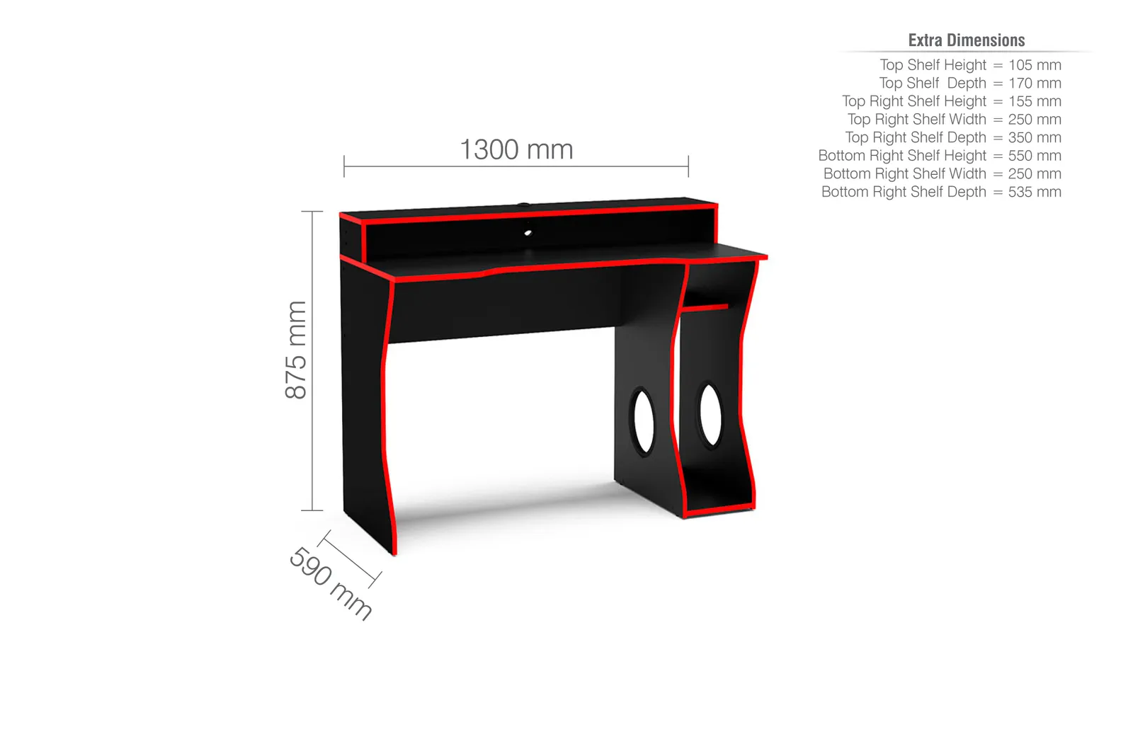 Birlea Enzo Gaming Computer Desk in Dark Red 5