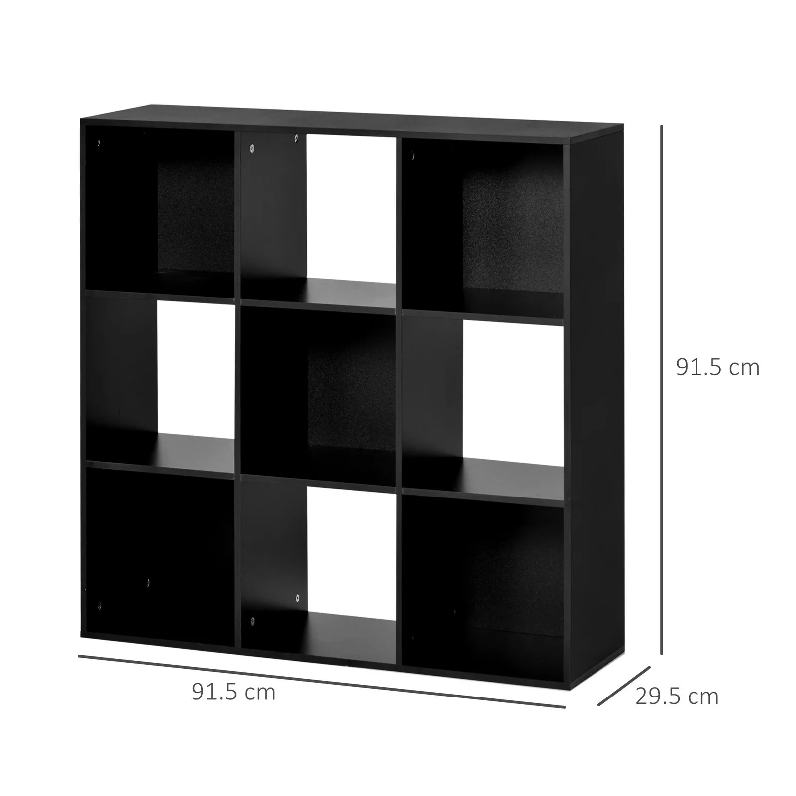 HOMCOM Bookshelf Storage Cabinet Bookcase 9 Cubes Particle Board Home Office in Black 3