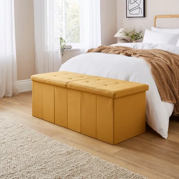 Faux Linen Bed Ottoman 1