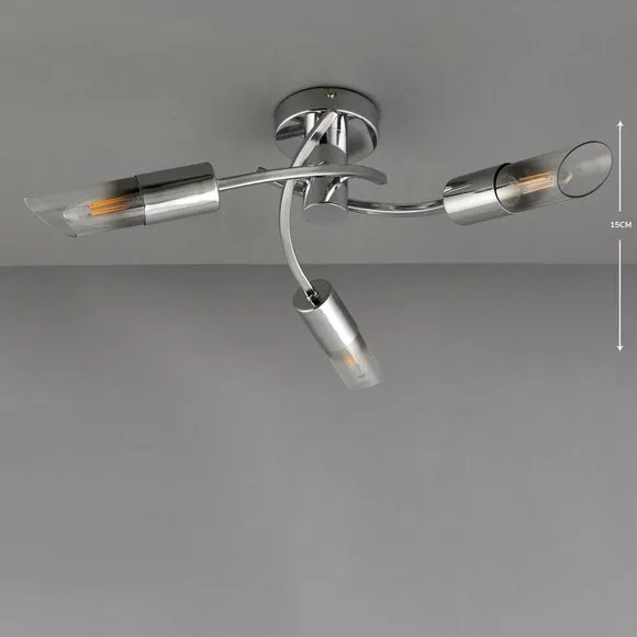Corvus 3 Light Chrome Semi Flush Ceiling Light 5