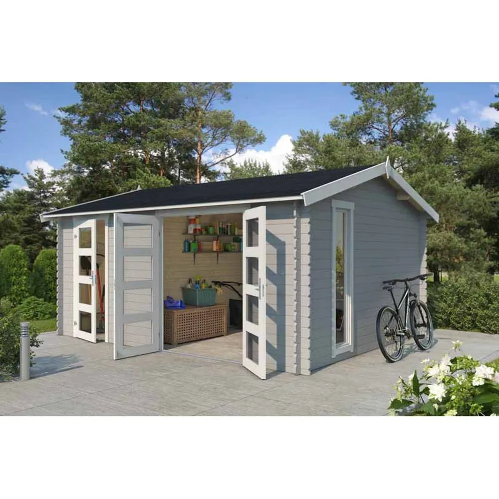 Lasita Maja Ltd Carroz 2-Log Cabin, Garden Room, Home Office - L496xW403.4xH250.8 cm in Light Tan 3