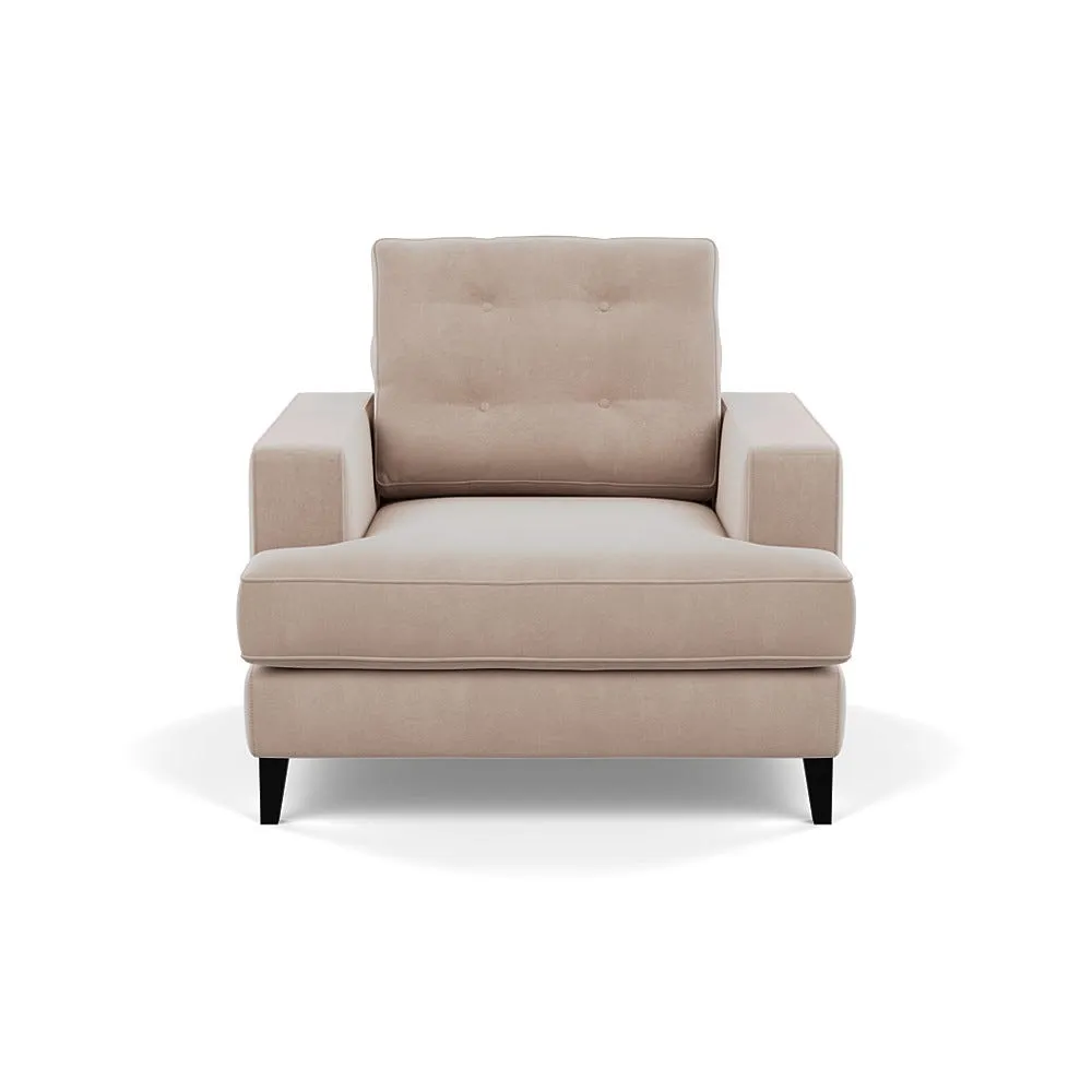 Heal's Mistral Armchair Smart Velvet Pebble Black Feet