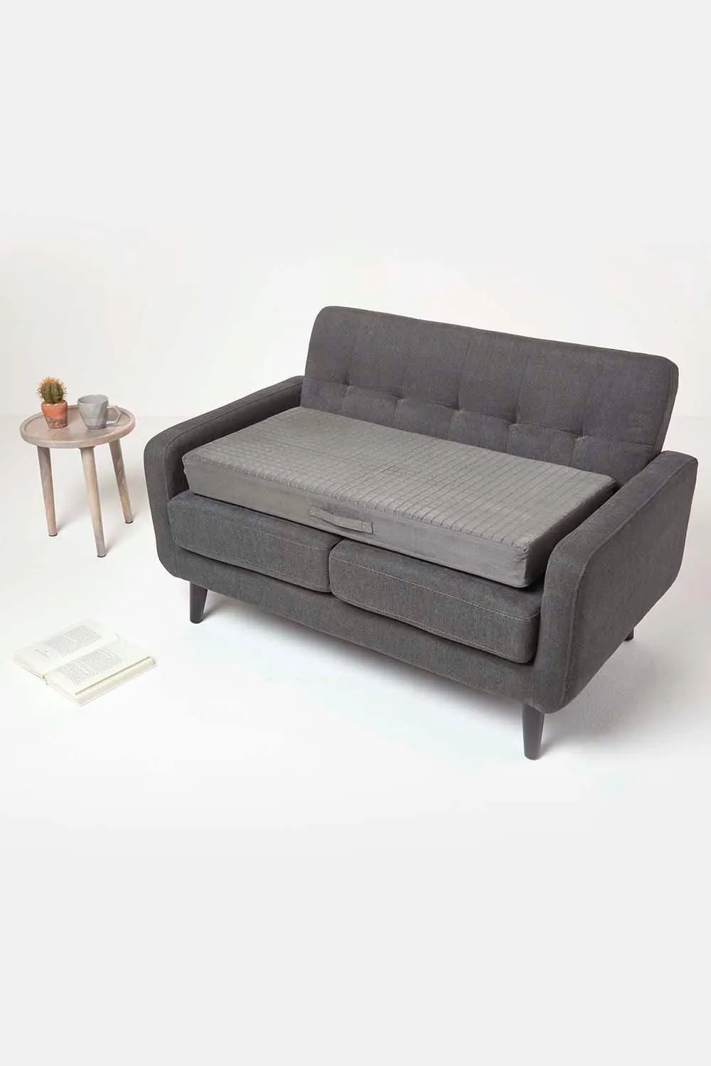 Homescapes Suede Orthopaedic Foam 2 Seater Booster Cushion in Grey 5