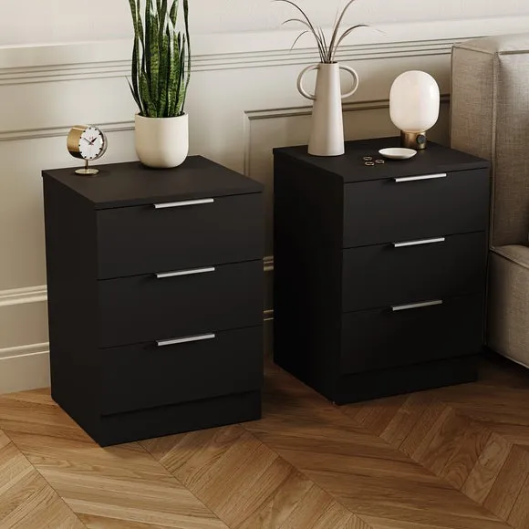 Hayes Set of 2 3 Drawer Bedside Tables 1