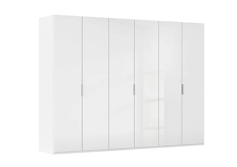 Formes 6 Door Bifold Wardrobe with Glass Doors - White/White Front