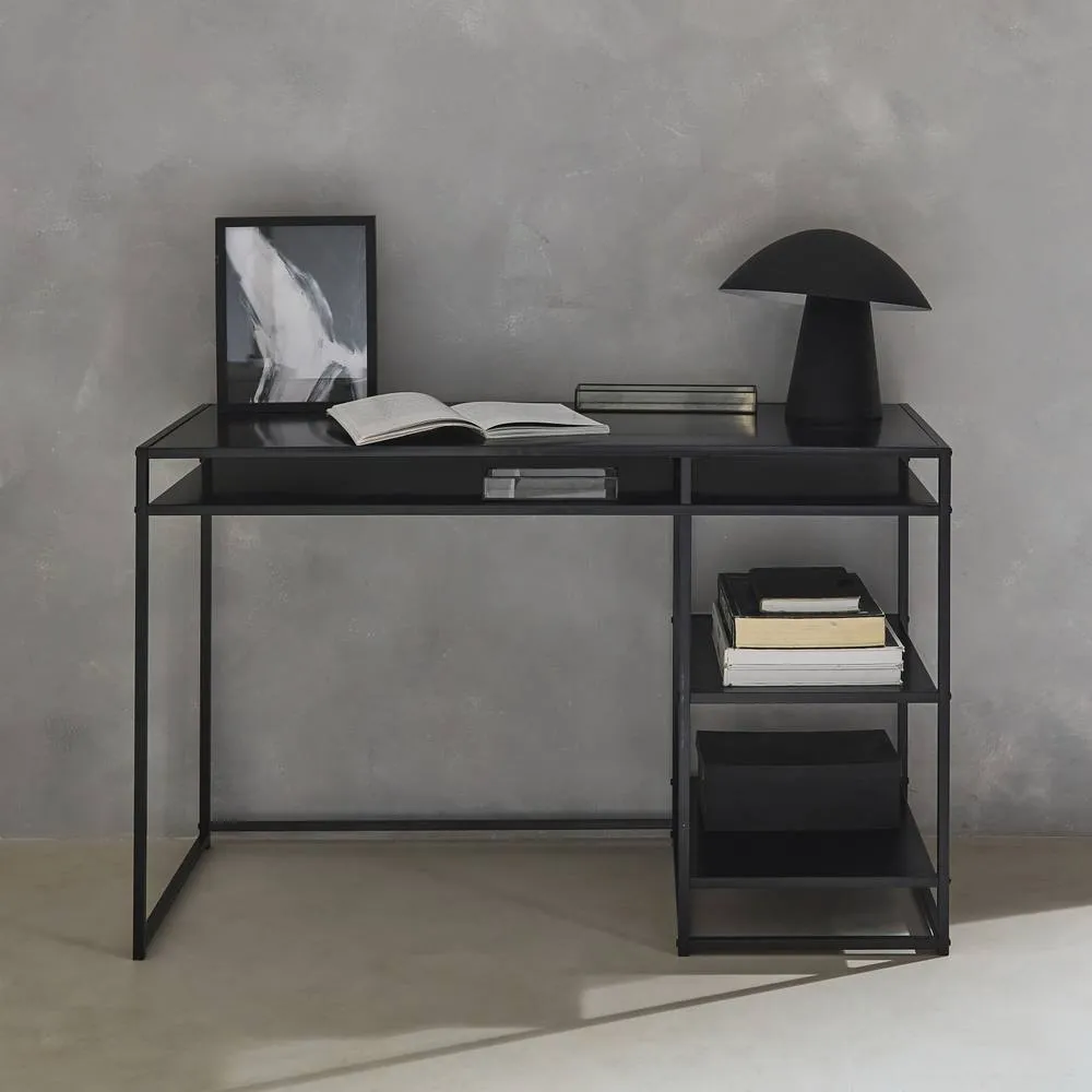 sweeek 2-shelf Desk In Black Metal 4