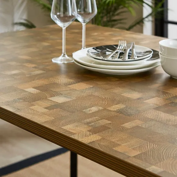 Brayden 4 Seater Rectanglular Dining Table, Parquet Effect Light Wood 4