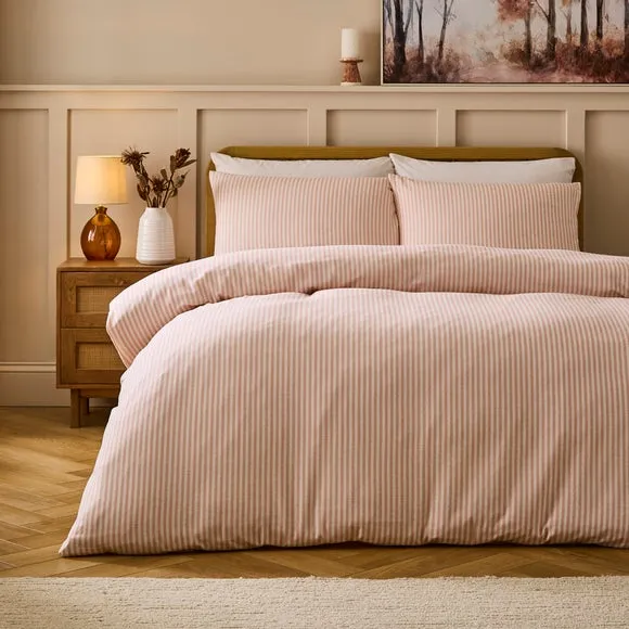 Camille Stripe 100% Brushed Cotton Duvet Cover & Pillowcase Set 1