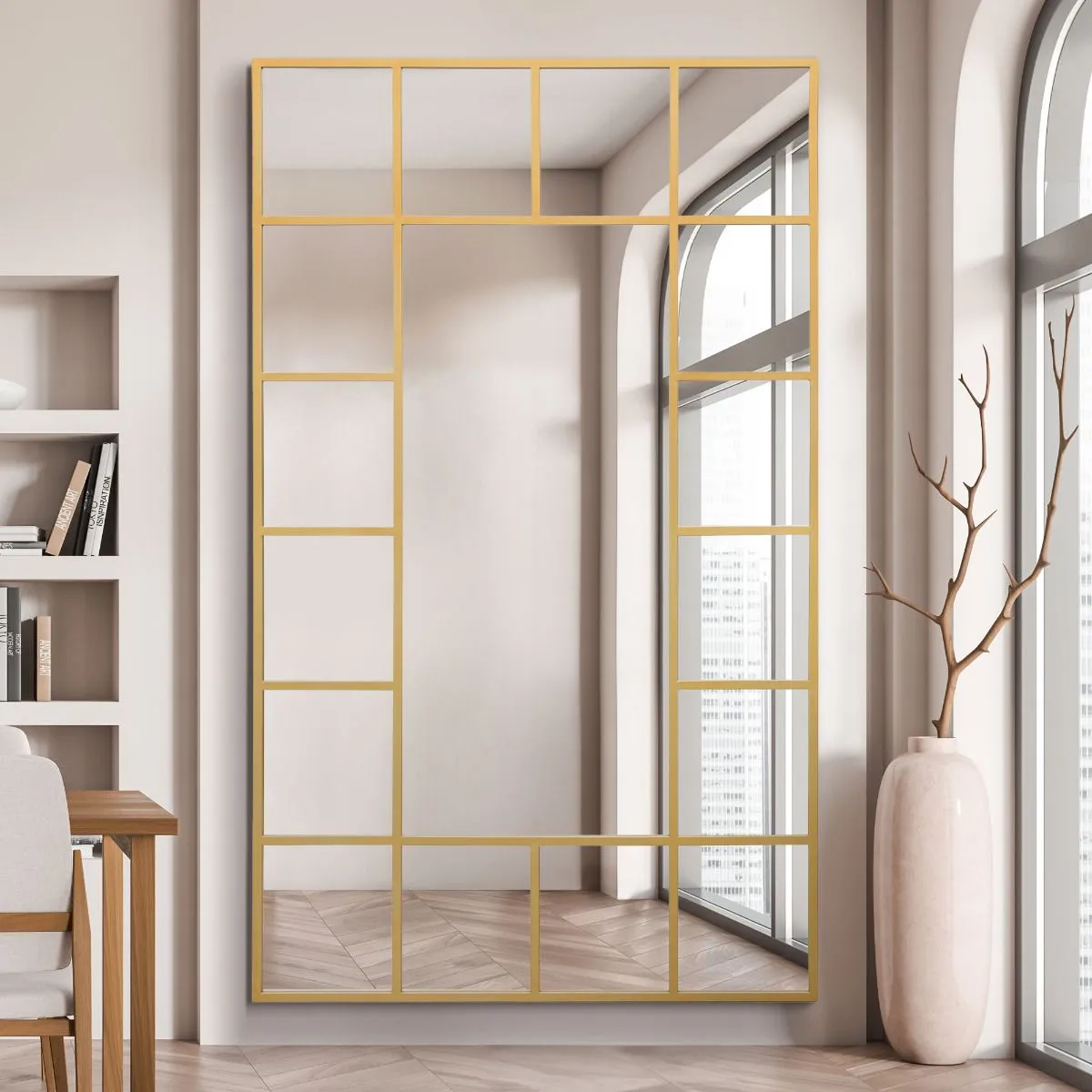 MirrorOutlet Gold Modern Wall & Leaner Mirror 79" X 47" (200 x 120CM) 6