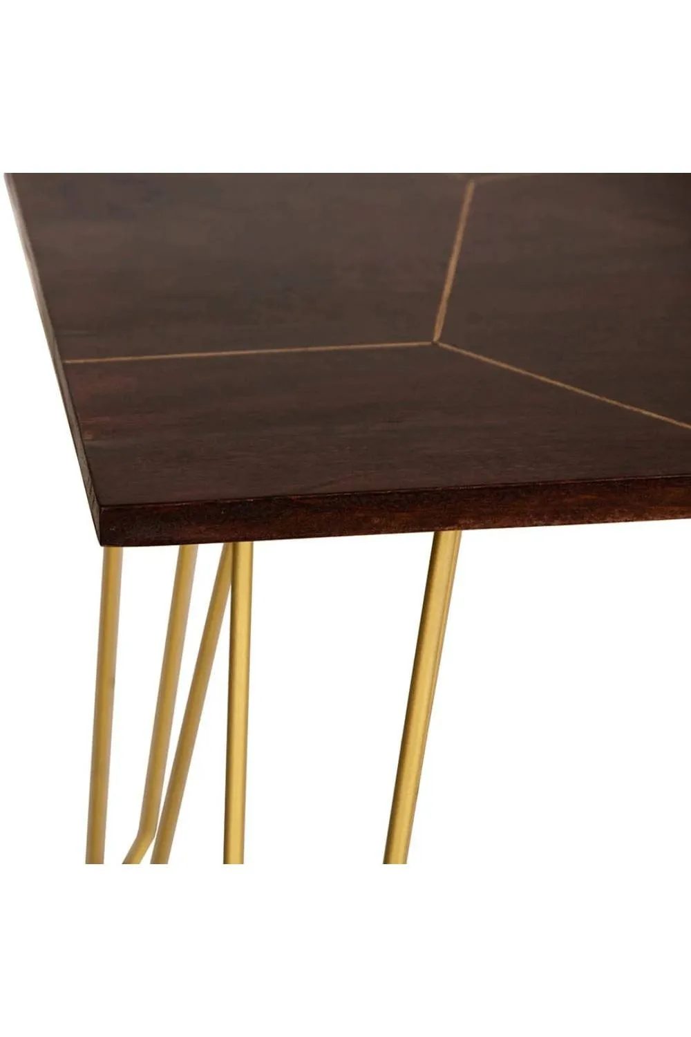 IH Design Silchester Dark Mango Rectangular 6 Seater Dining Table Gold Detail in Brown 5