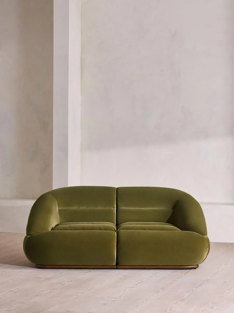 Edison Modular Sofa, Three Seater, Velvet, Olive