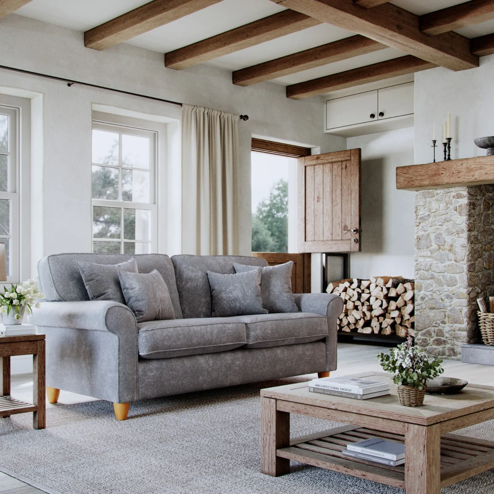 The Great Sofa Company Flora Medium Sofa Glory Anthracite in Mid Grey