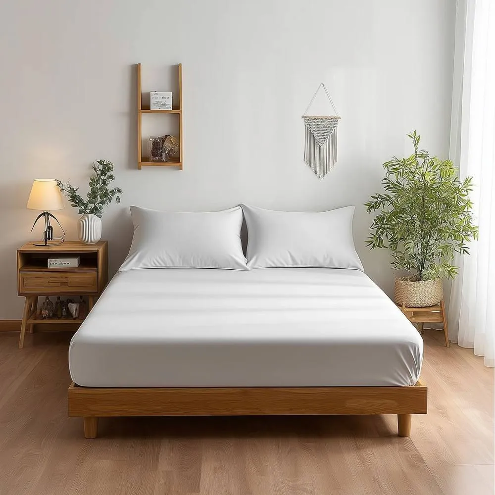 Snug City Luxury 400TC Sateen Hotel Quality Fitted Sheet 40cm Extra Deep Skirt in White