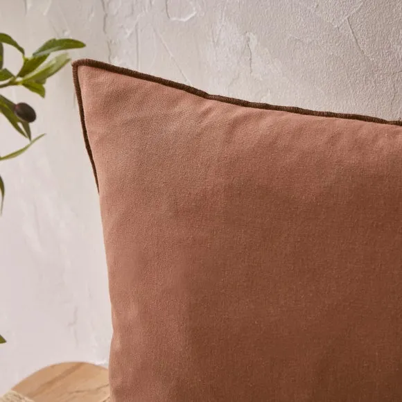 Embroidered Edge Cotton Square Cushion Cover 3