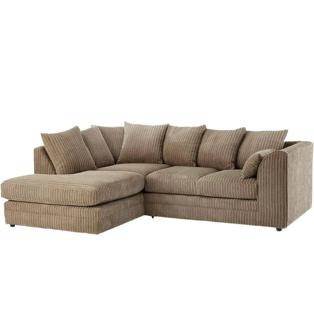 Bliss Furniture Jumbo Cord Scatter Back 4-Seater Left Hand Corner Sofa in Beige Colour