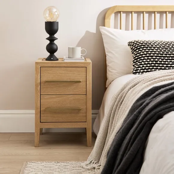 Holden 2 Drawer Bedside Table, Oak