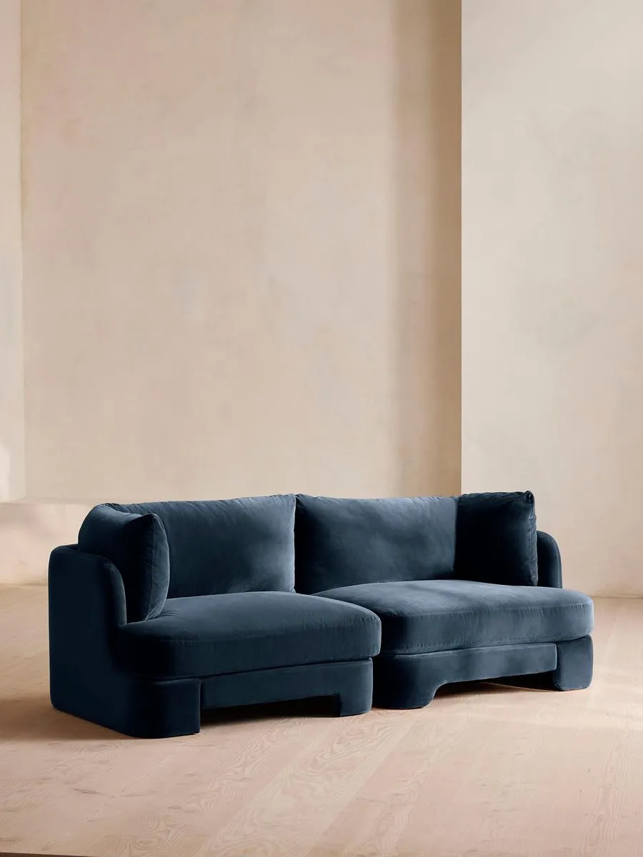 Odell Modular Sofa, Three Seater, Velvet, Royal Blue