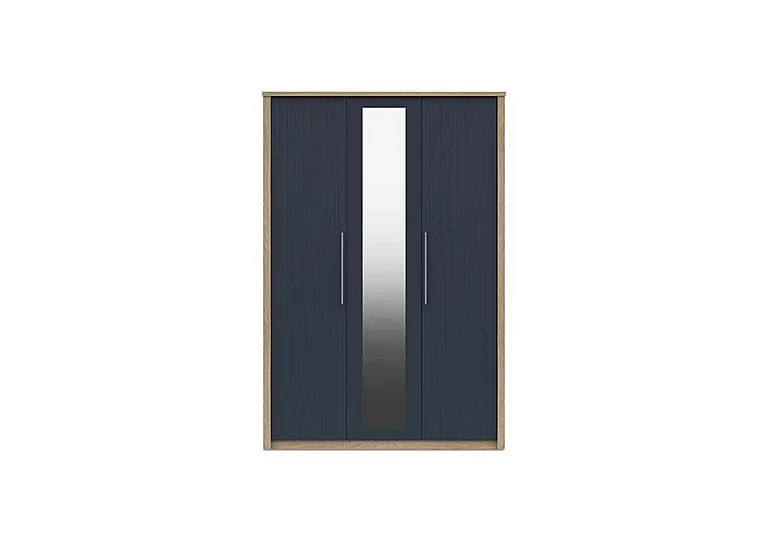Chelsea 3 Door Wardrobe With Mirror Door and Silver Handles - Royal Blue