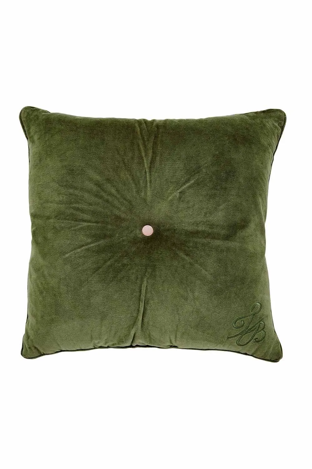 Ted Baker 'TB Branded' Cotton Velvet Button Cushion in Green 1