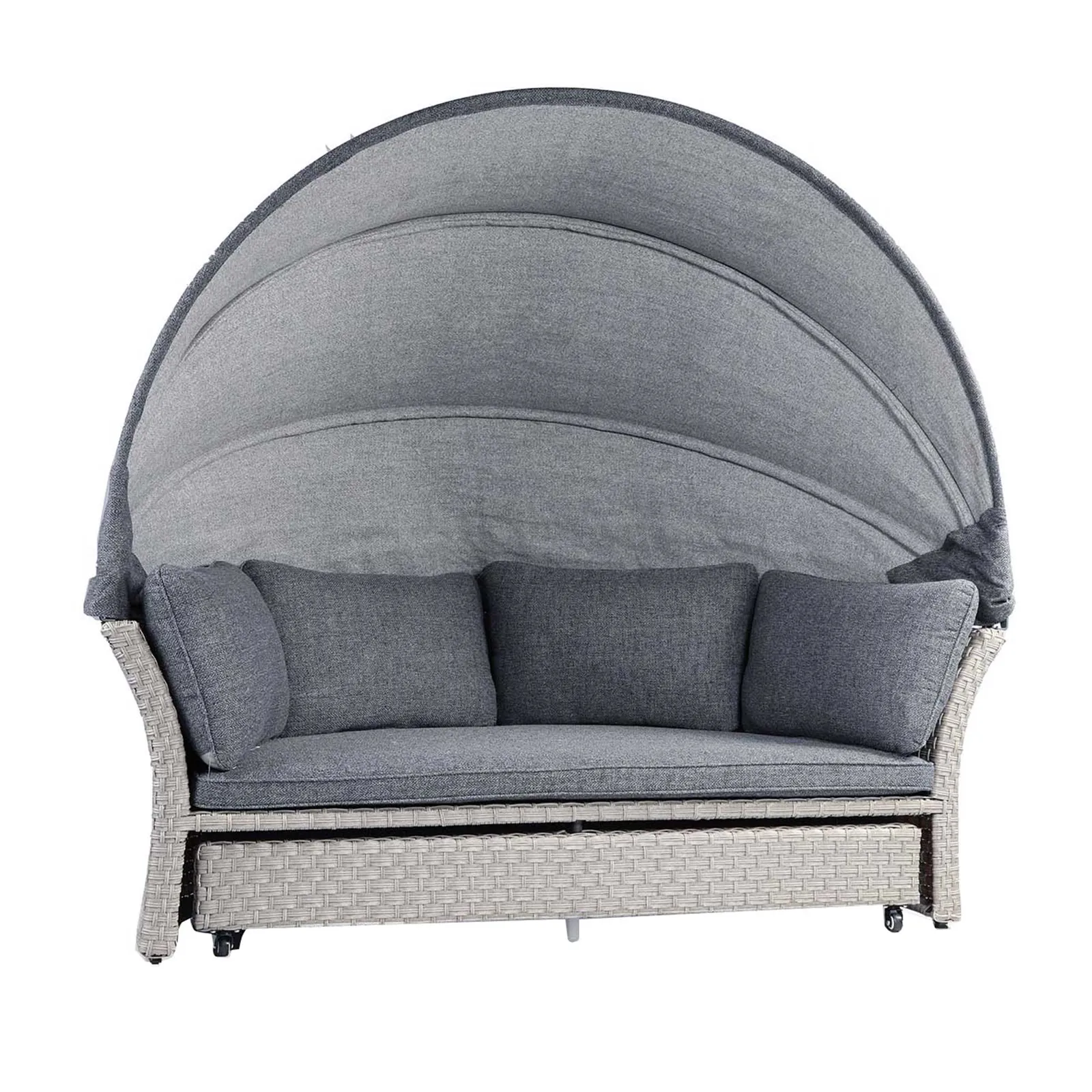 Coniston Moving Garden Daybed in Musky Grey Weave with Urban Black Fabric
