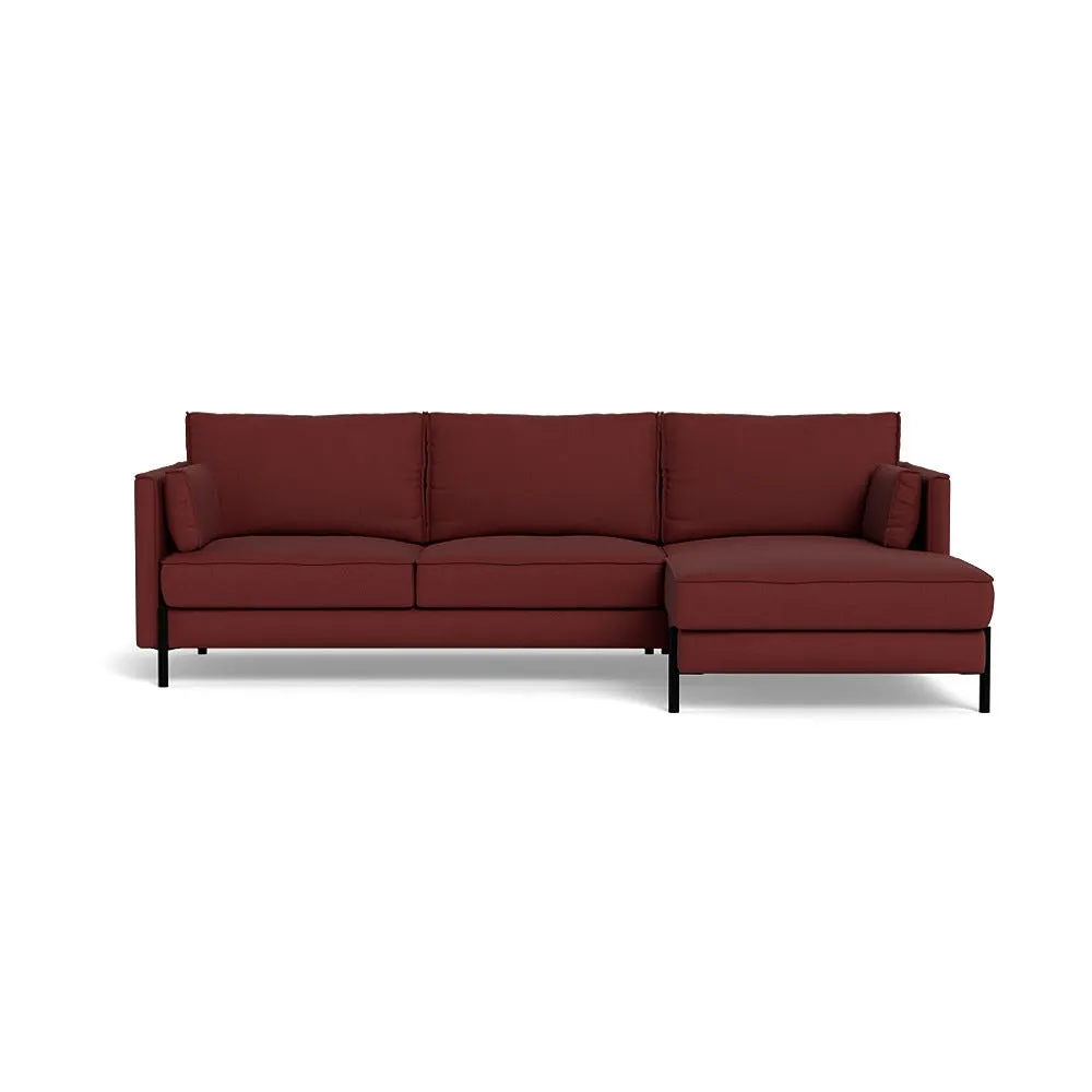 Heal's Tortona Right Hand Facing 4 Seater Corner Chaise Capelo Linen-Cotton Etruscan Red Black Feet 1