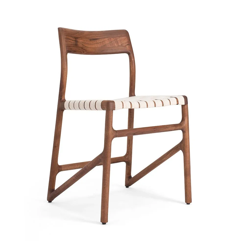 Gazzda Fawn Dining Chair Walnut & Natural Herringbone Weave 2