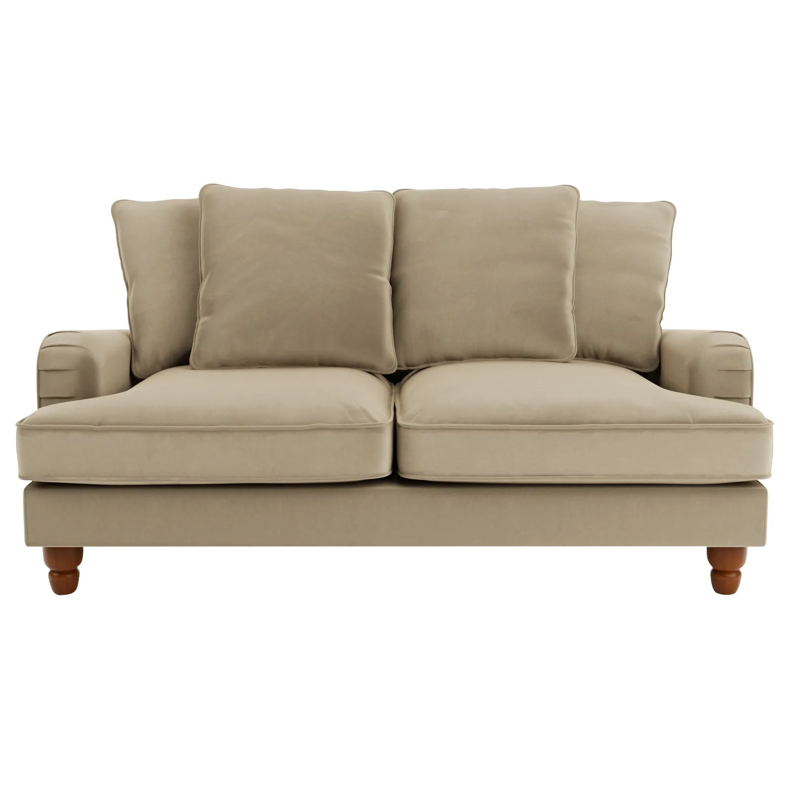 Beatrice Velvet Scatter Back 2 Seater Sofa Brown