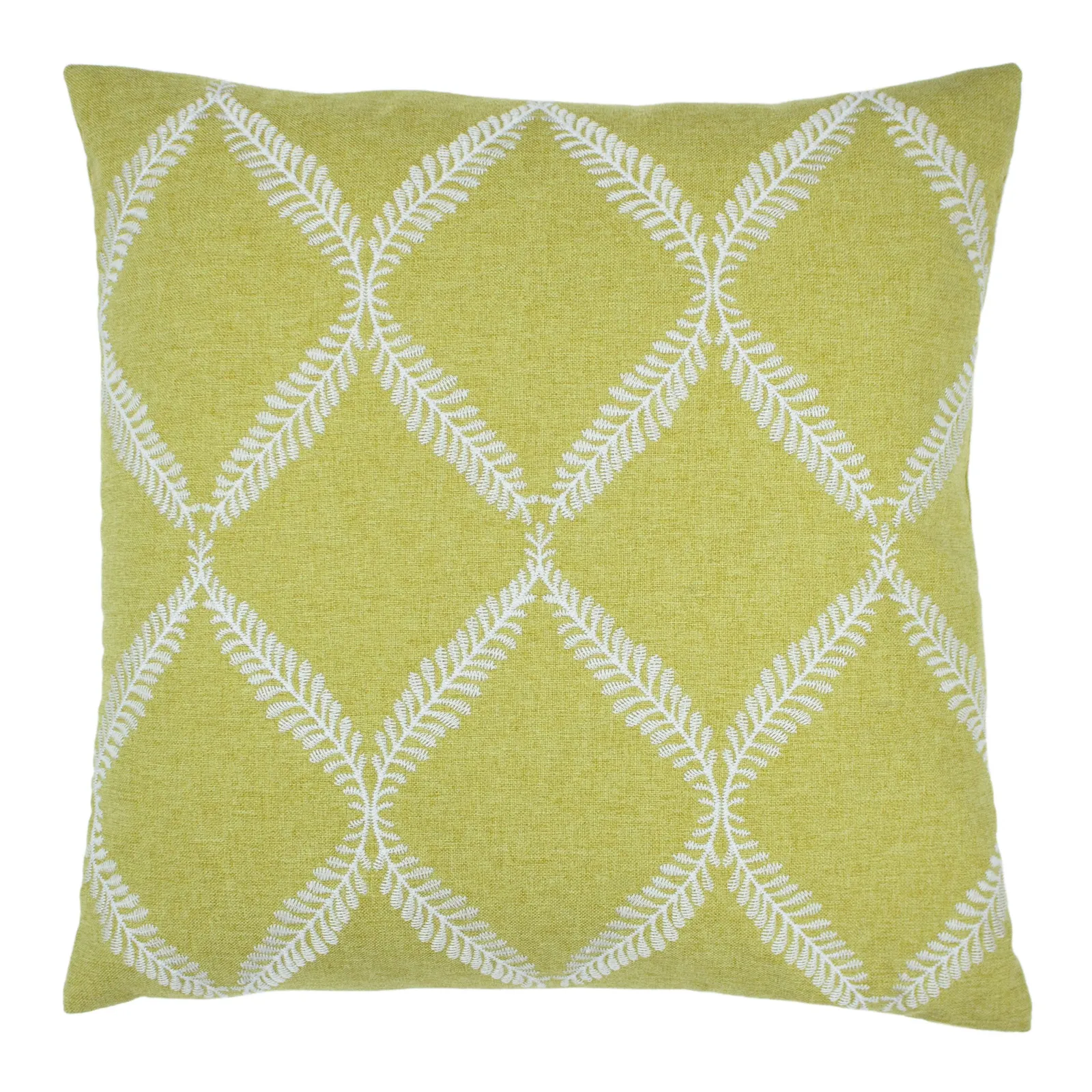 Paoletti Olivia Embroidered Cushion Citron, Yellow