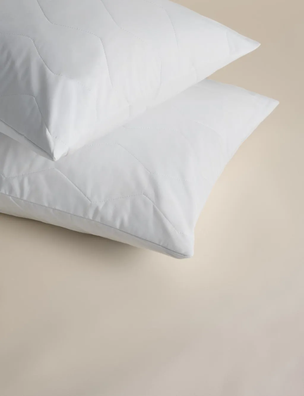 M&S 2 Pack Pure Cotton Quilted Pillow Protectors White