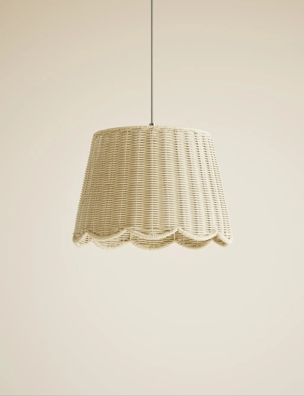 M&S Wicker Scallop Lamp Shade White