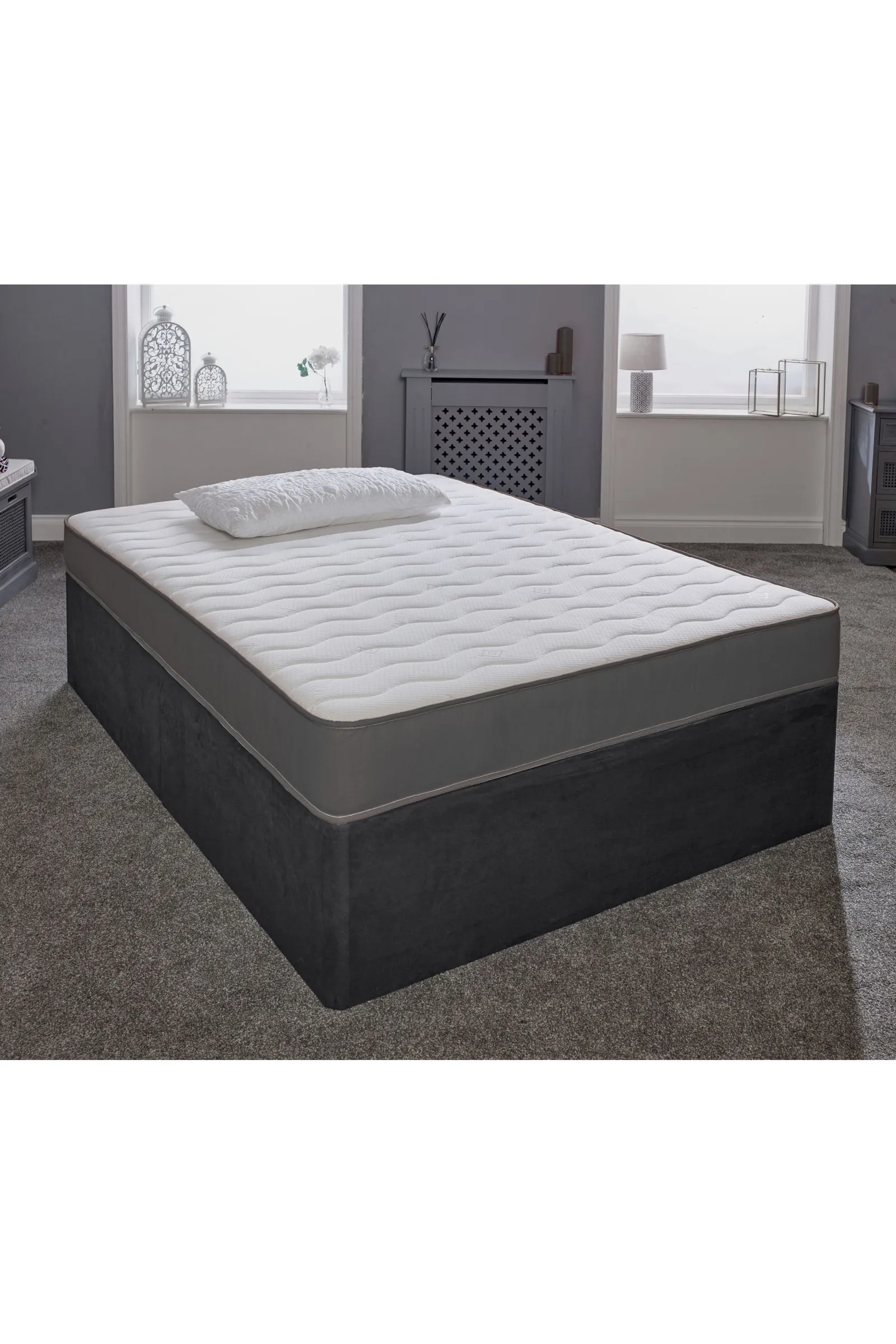 eXtreme Comfort Ltd Cooltouch Essentials Wave Grey Border Quilted Hybrid Spring Mattress