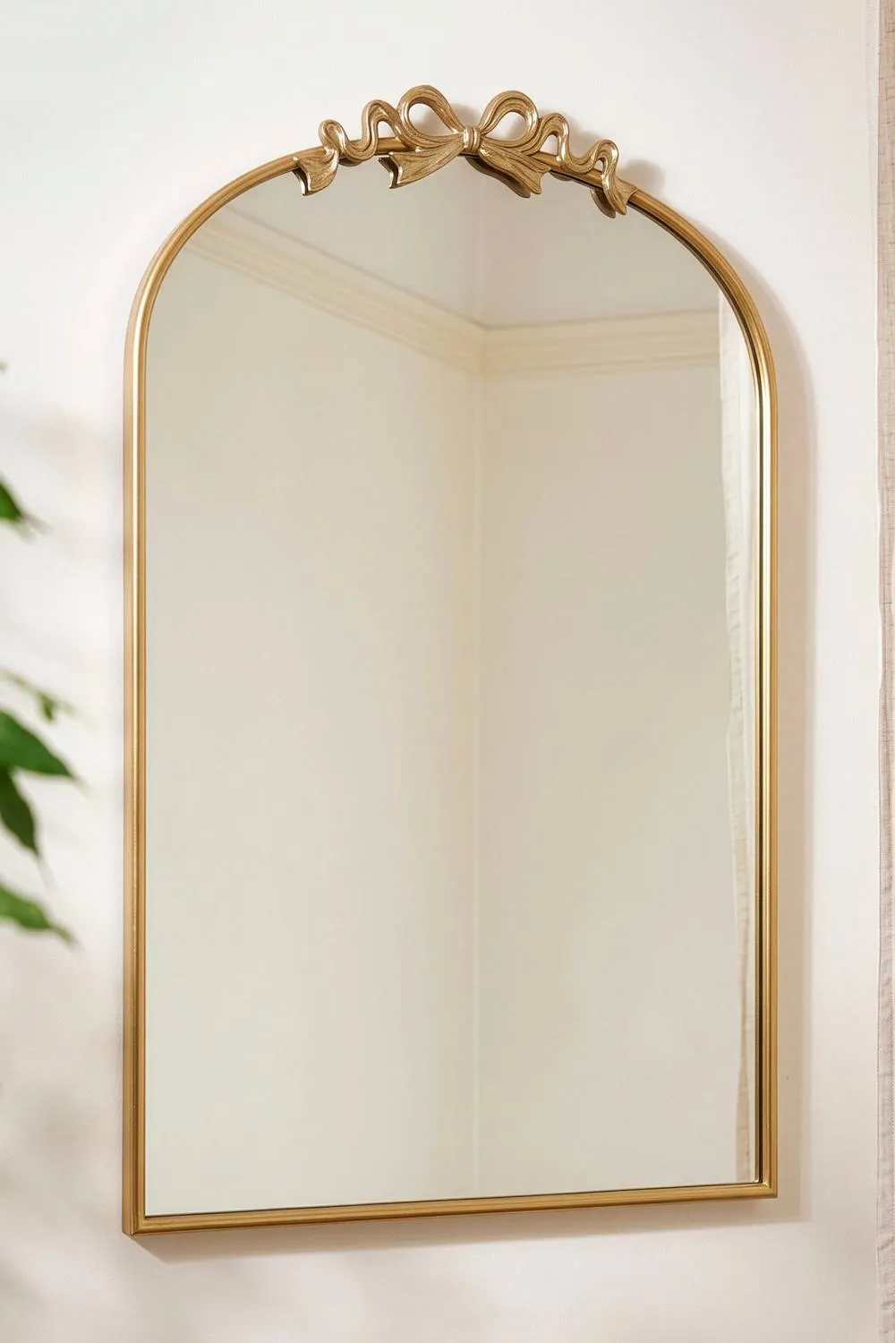 Dibor Gold Bow & Ribbon Arched Wall Mirror, 92cm x 61cm