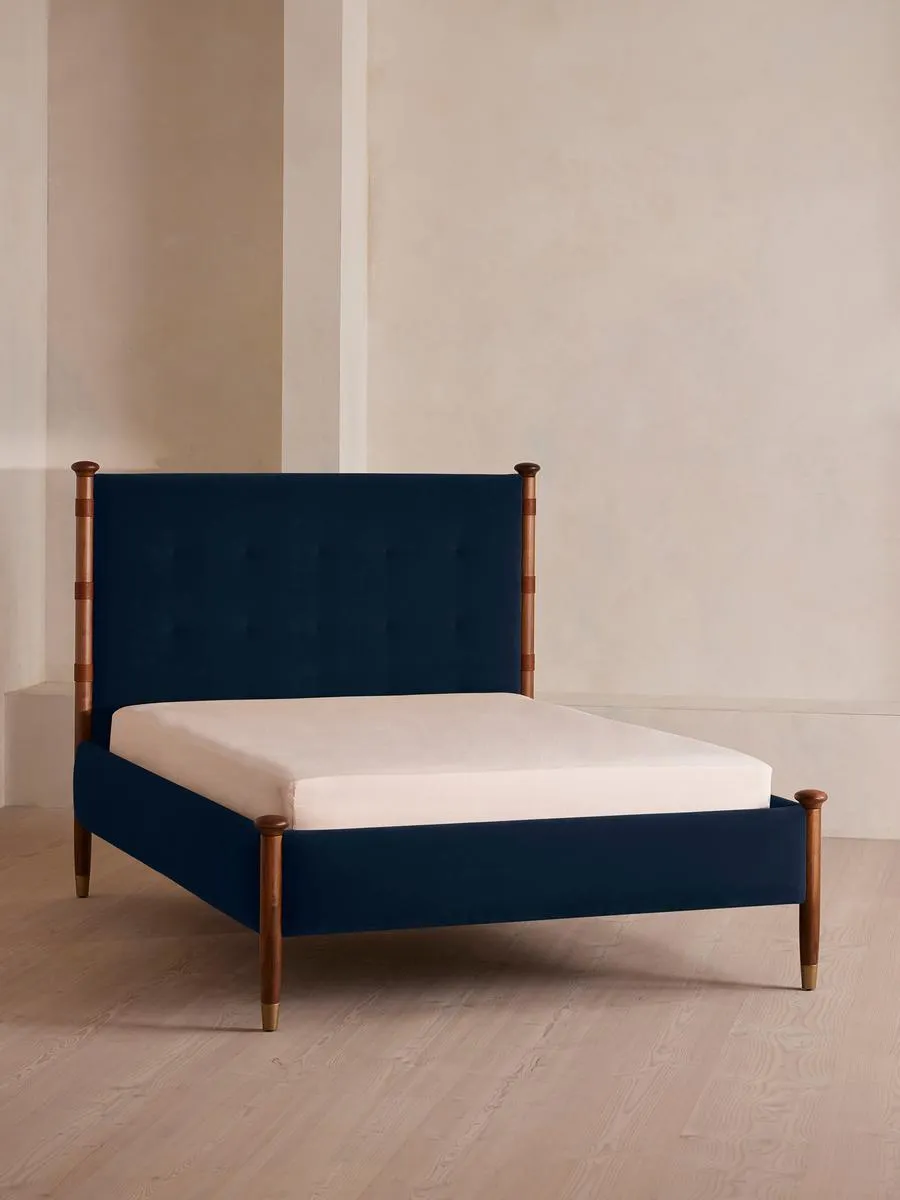 Paolo Bed, Double, Velvet, Royal Blue