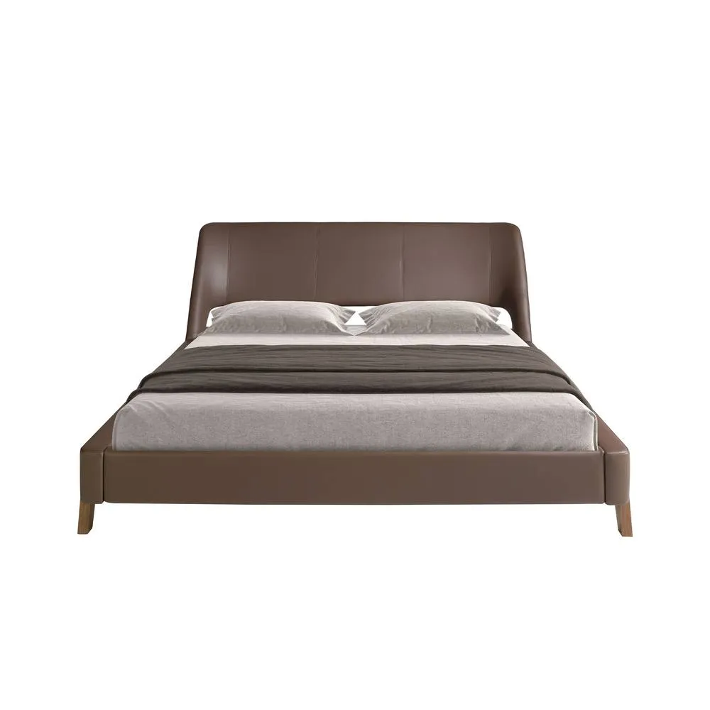 Angel Cerda Chocolate Brown Leatherette Double Bed 180x200 cm 2
