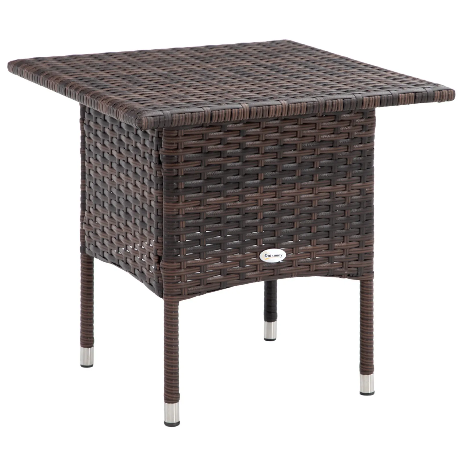 OUTSUNNY PE Rattan Outdoor Coffee Table, Easy Match Rattan Side Table in Brown 2